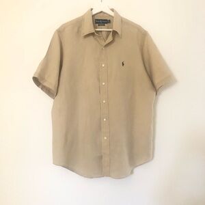 Ralph Lauren Classic Fit Blue Label Tan Casual Button Down Shirt